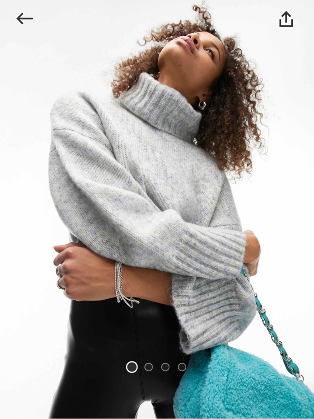 Topshop Tall Knitted Crop Roll Neck Sweather